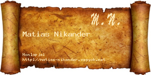Matias Nikander névjegykártya